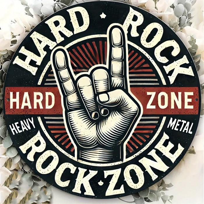 Vintage Hard Rock Metal Sign 8X8 Inch Round Rustproof & Weather-Resistant