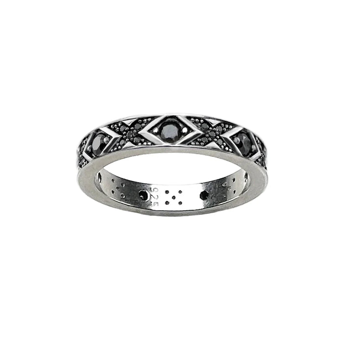 925 Sterling Silver Ethnic Style Ring Black Asian Ornament Fine Jewelry For Women & Men