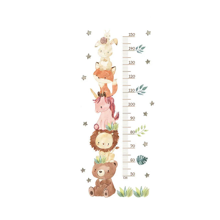 Watercolour Animal Growth Chart Wall Decals For Kids Room
