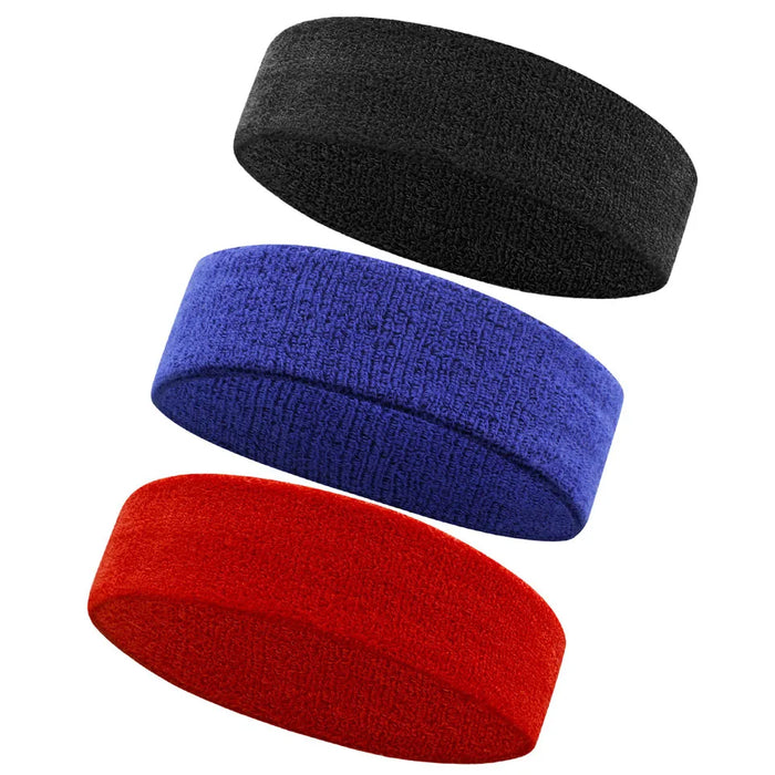 3Pc Moisture Wicking Sports Headbands Sweatproof For Men & Women Tennis Basketball Running Gym