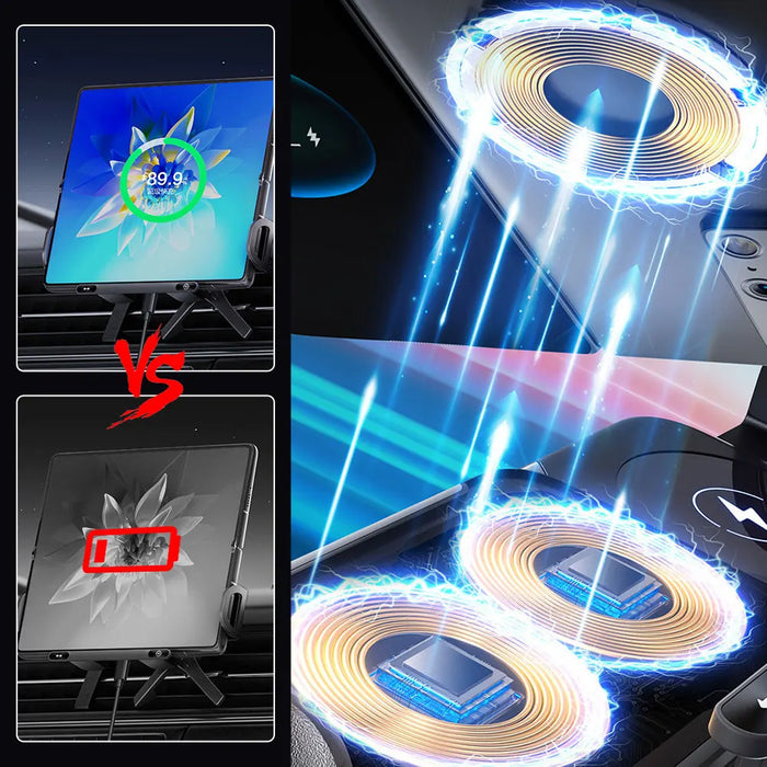 New Car Wireless Charger Gps Stand 15W Fold Screen Phone Fast Charging Car Vent Mount Phone Holder Mount For Smartphone / Pad
