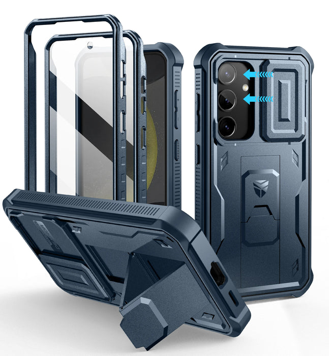 For Samsung Galaxy S24 6.2 Inch Full Body Rugged Case Built-In Screen Protector Kickstand With Built-In Slide Camera Case