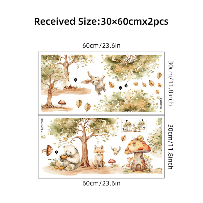 2 Rural Animal Wall Stickers For Kids Room Decor