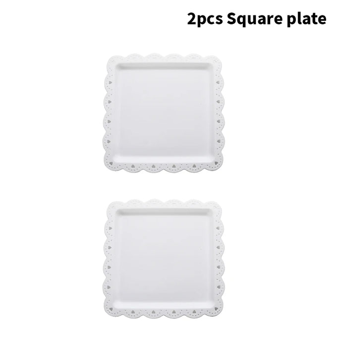 Reusable Pp Square / Rectangular Dessert Plates For Events