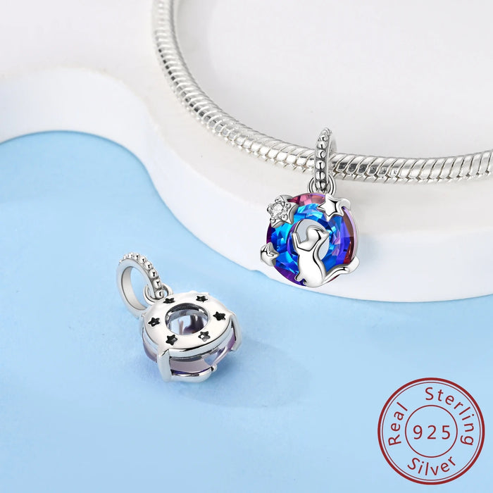 925 Sterling Silver Cat Star Charms Dangle Jewelry For Women Bracelets