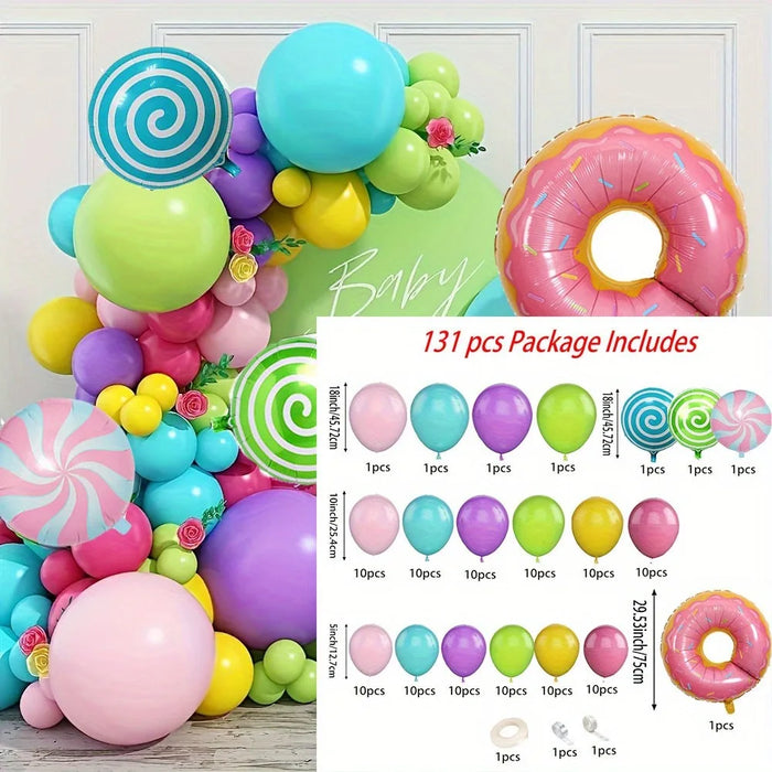 131Pcs Rainbow Lollipop Balloon Garland Decoration Set Birthday Party Pride Month Indoor And Outdoor Style Decoration