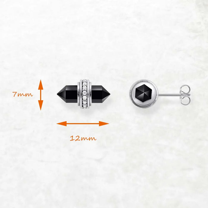 925 Sterling Silver Vintage Onyx Stud Earrings