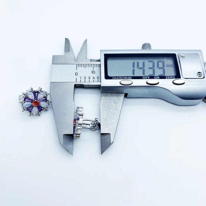 925 Sterling Silver Colourful Flower Ear Clip Europe Style Fine Jewelry For Women