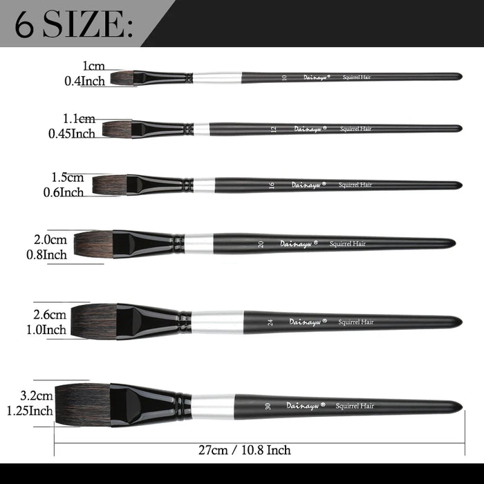 Professional Flat Watercolour Brush Set