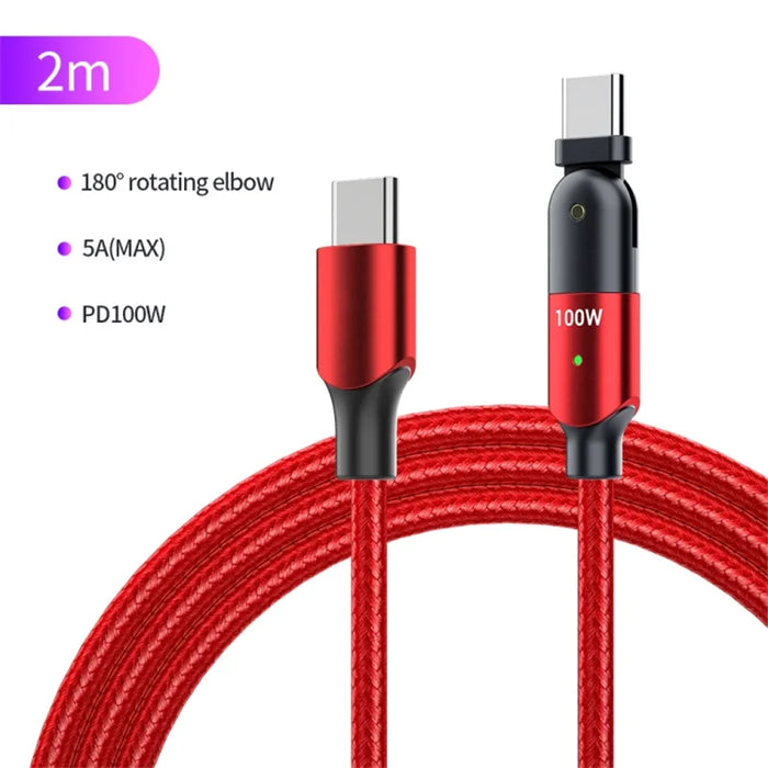 90 Degree Usb C To C Fast Charging Cable Compatible With Iphone 15 / 15 Pro & Android