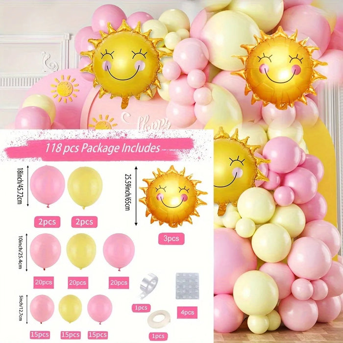 1Pc / 18Pcs Maca Pink Yellow Balloon Garland Set Suitable For Back To School Decoration Birthday Party Balloon Decoration Supplies