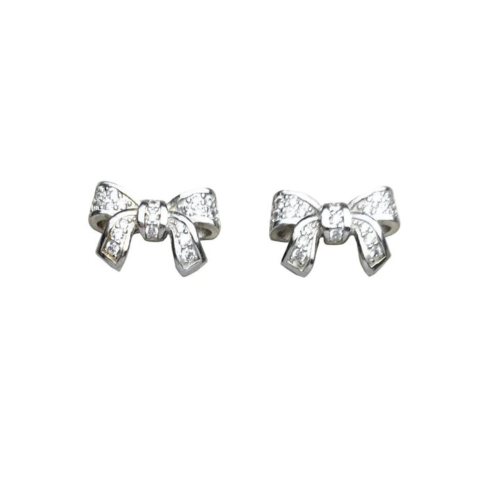 925 Sterling Silver Bow Knot Stud Earrings For Women