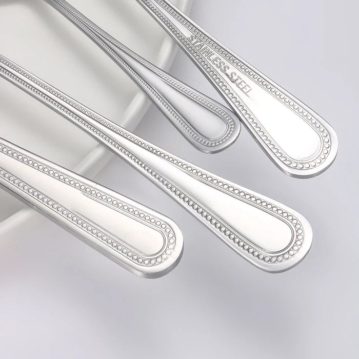 6 / 30 Piece Retro Bead Stainless Steel Tableware Set With Knife Fork And Spoon