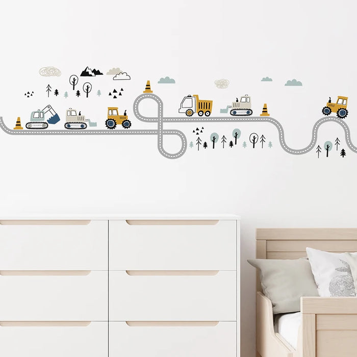 Cartoon Cars Wall Stickers For Kids Room Decor