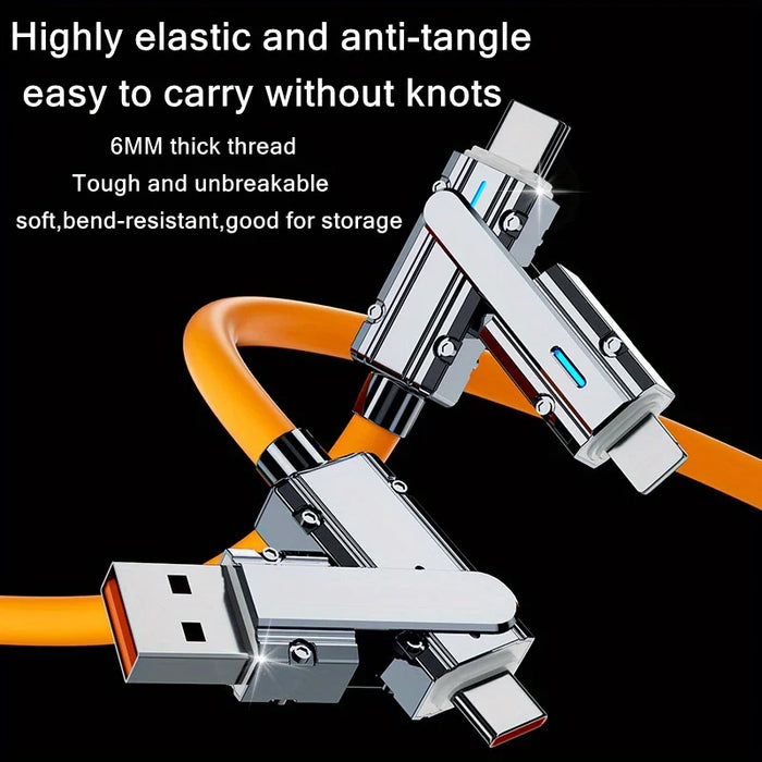 180 Degree Rotating 4 In 1 Usb C Charger Cable