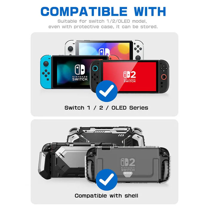 For Nintendo Switch 2 / Switch 1 / Oled Large Capacity Waterproof Hard Shell Case With 12 Game Card Slots