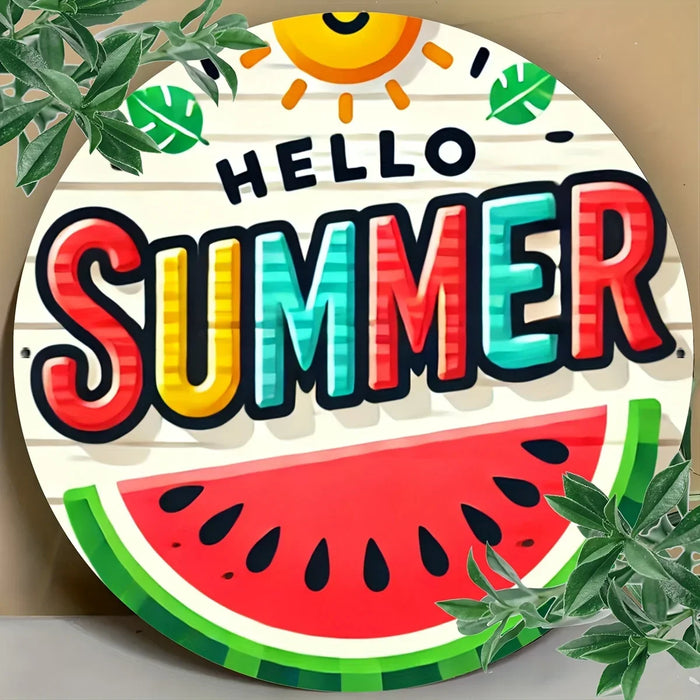 Summer Watermelon Round Metal Sign Versatile Decor For Home & Garden