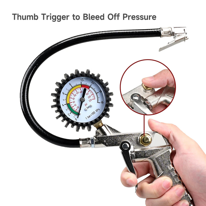 Analog Tire Inflator Gauge 0-16Bar / 0-220Psi Motorcycle & Car Repair Tool
