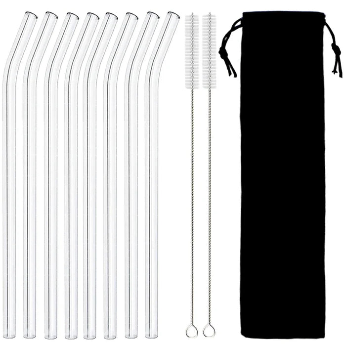 8 Piece Eco Friendly Glass Straws For Drinks Reusable High Borosilicate Party Favors