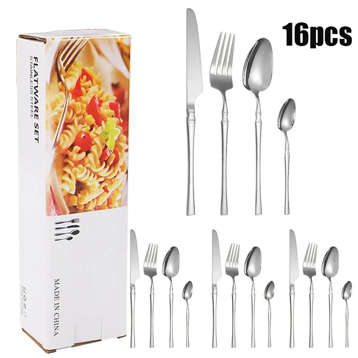 16 Piece Stainless Steel Tableware Set For Restaurants And Hotels