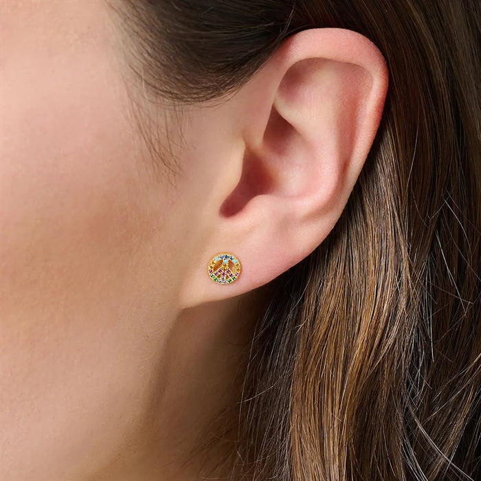 925 Sterling Silver New Colourful Peace Ear Studs For Women Trendy Gift