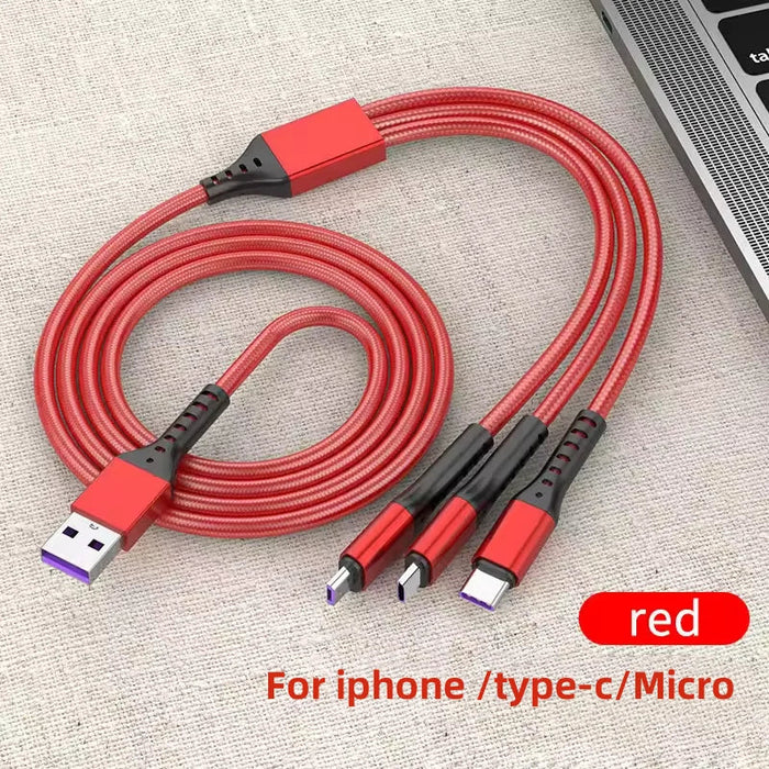 66W 3 In 1 Usb C Fast Charge Cable For Android & Iphone