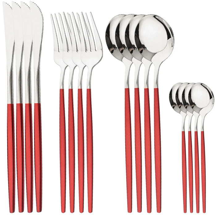 16 Piece Stainless Steel Cutlery Set With Gold Finish