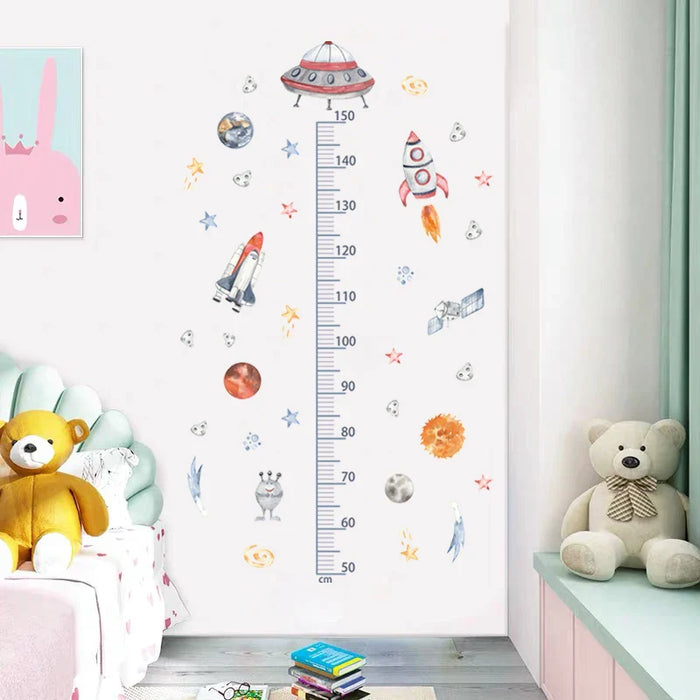 Watercolour Outer Space Growth Chart Wall Decals For Kids Room