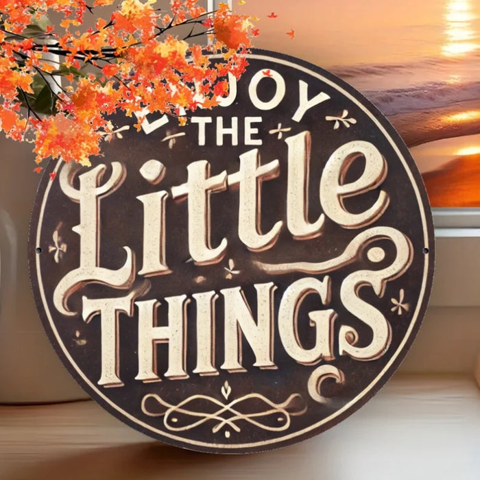 8X8 Inch Inch Rustic Iron Wall Art Enjoy The Little Things Indoor / Outdoor