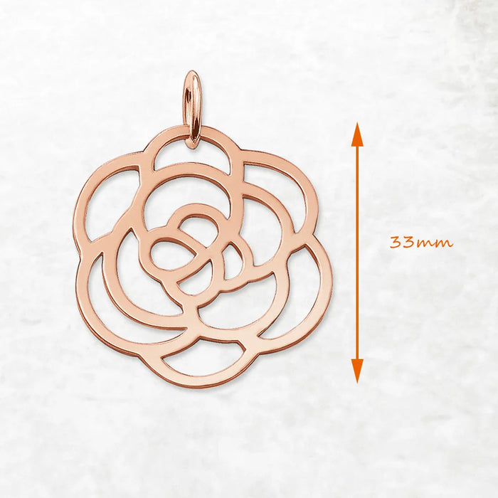 925 Sterling Silver Real Rose Gold Flower Pendant Romantic Gift For Women
