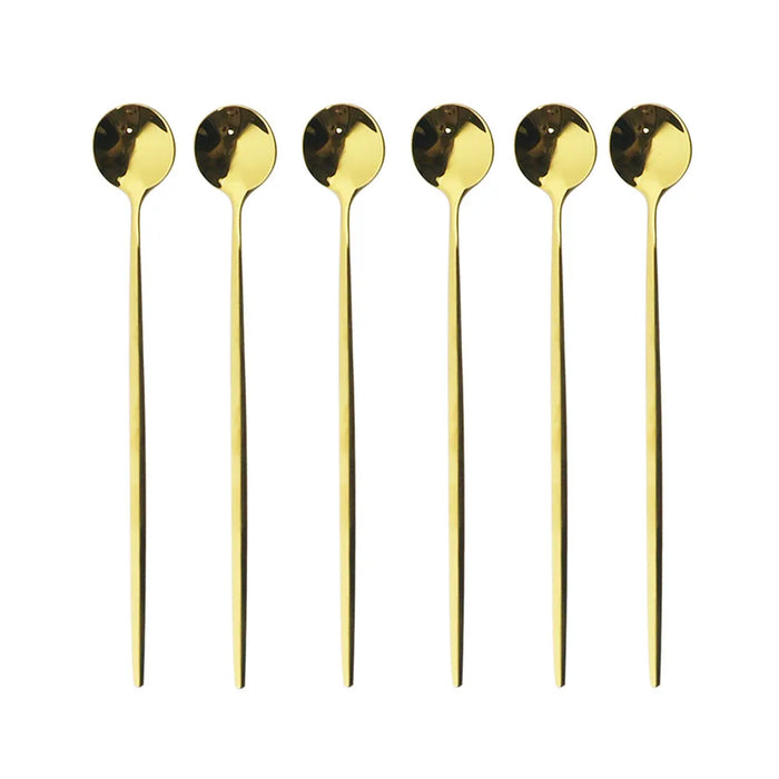 6 Piece Stainless Steel Dessert Spoon Set For Coffee Tea And More