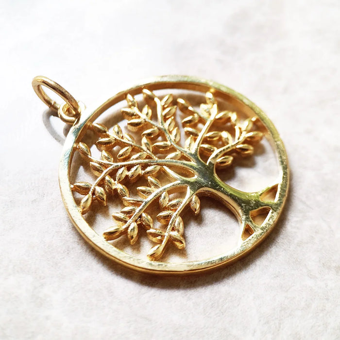 925 Sterling Silver Golden Tree Pendant Summer Fashion Jewelry For Women