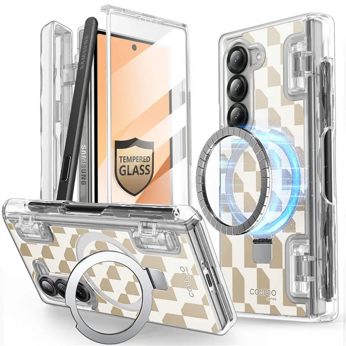 For Samsung Galaxy Z Fold 6 Cosmo Full Protective Hinge Protection Magnetic Case With Magsafe Stand & S Pen Holder