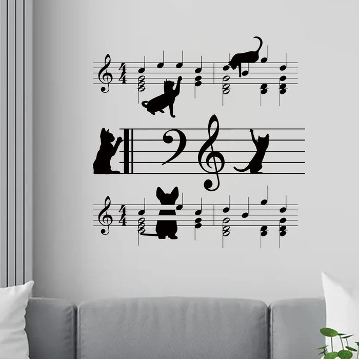 Music Cat Wall Decals For Kids Room Decor