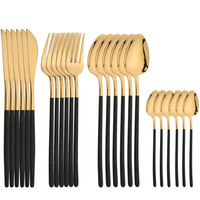 24 Piece Gold Stainless Steel Flatware Set