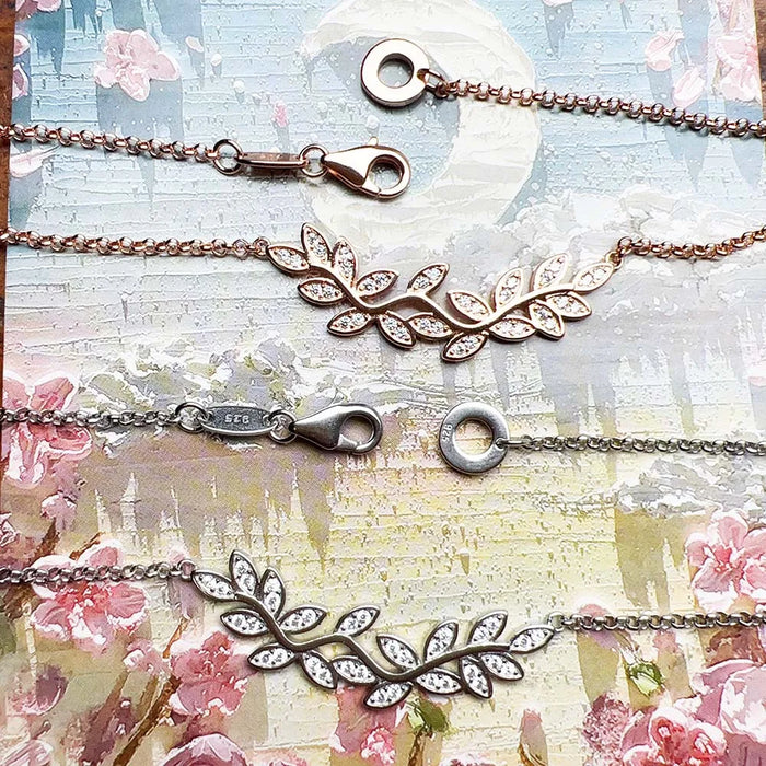 925 Sterling Silver Romantic Gift Tendrils Necklace Link Chain For Women