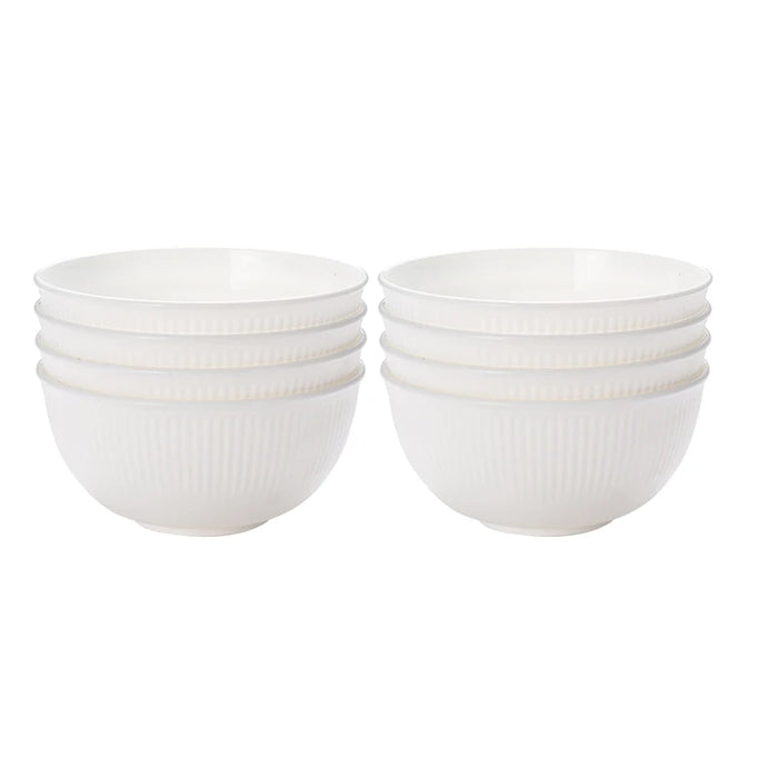 4 / 8 Piece Reusable White Vertical Grain Bowls