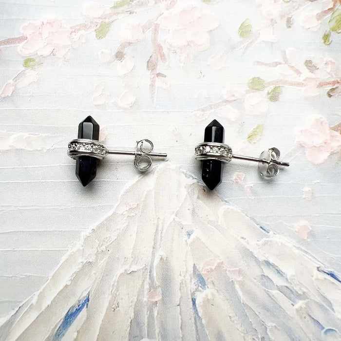 925 Sterling Silver Vintage Onyx Stud Earrings