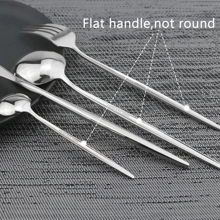 24 Piece Black & Gold Stainless Steel Cutlery Set Ideal For Festive Occasions & Dinners