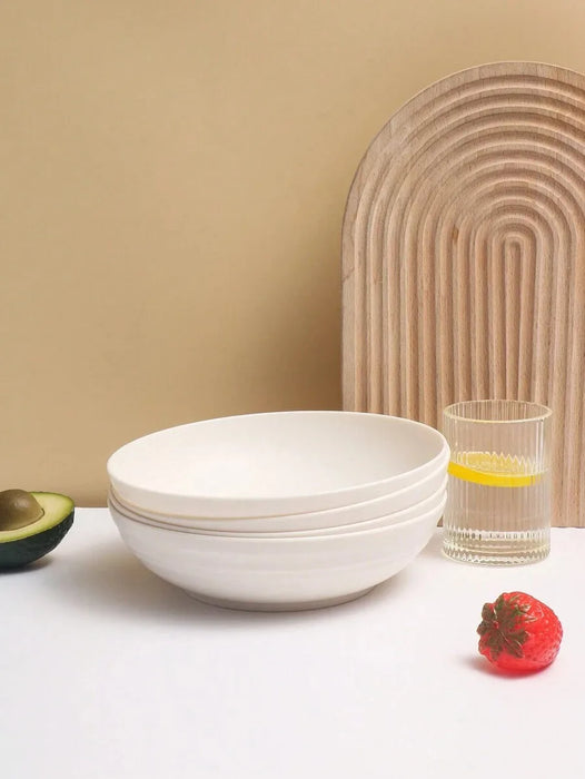 4 / 8 / 12 Piece Reusable Beige Plastic Bowls Microwave & Dishwasher Safe