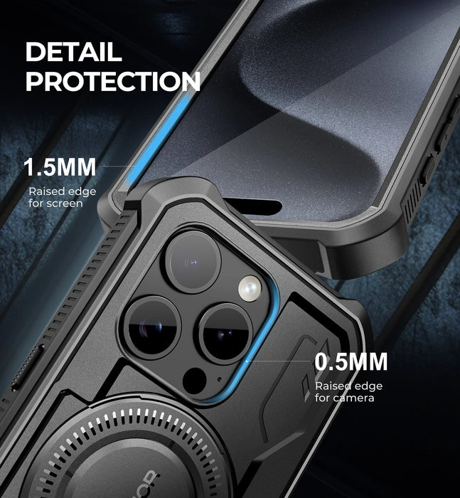 For Iphone 15 Pro Compatible With Magsafe Full-Body Shockproof Shell Case Holder With Built-In Screen Protector