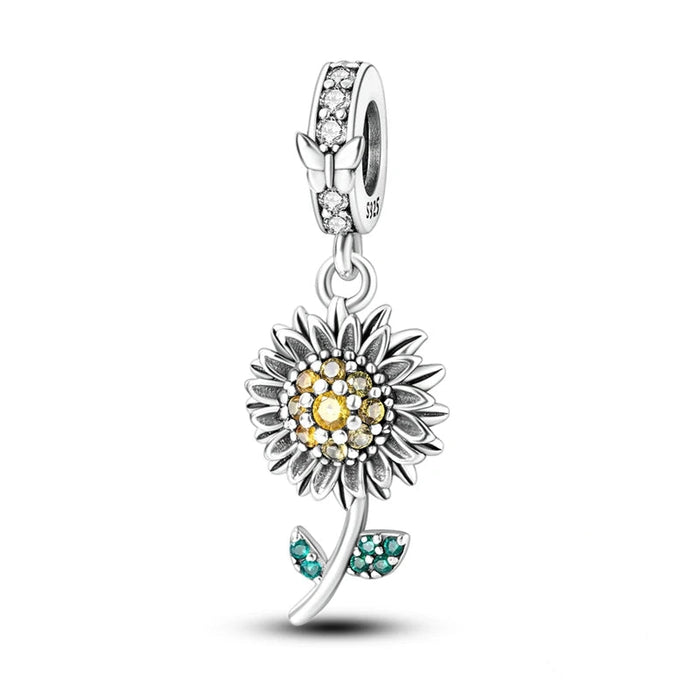 925 Sterling Silver Sunflower Pendant Charm For Women Fits Bracelets Diy Jewelry 2025