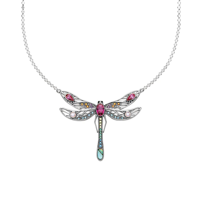925 Sterling Silver Bohemian Dragonfly Necklace Playful Design For Women