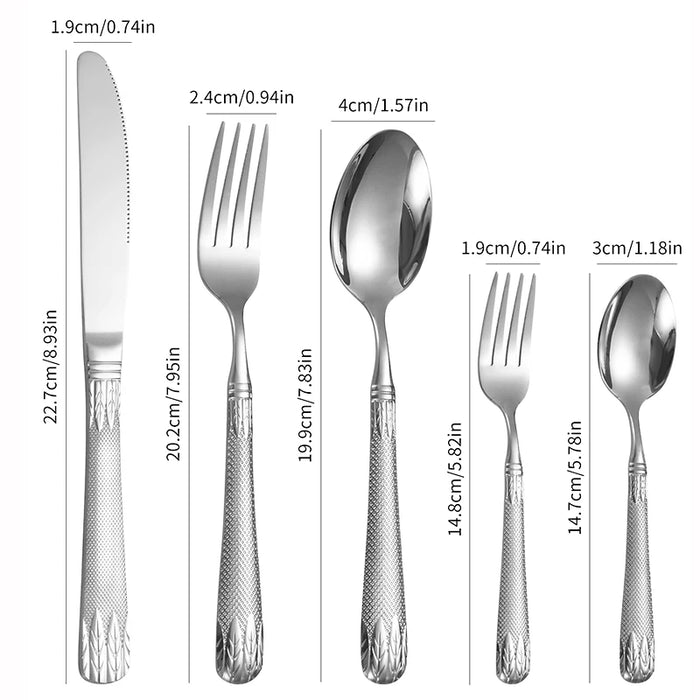 6 / 30 Piece Stainless Steel Wheat Tableware Set