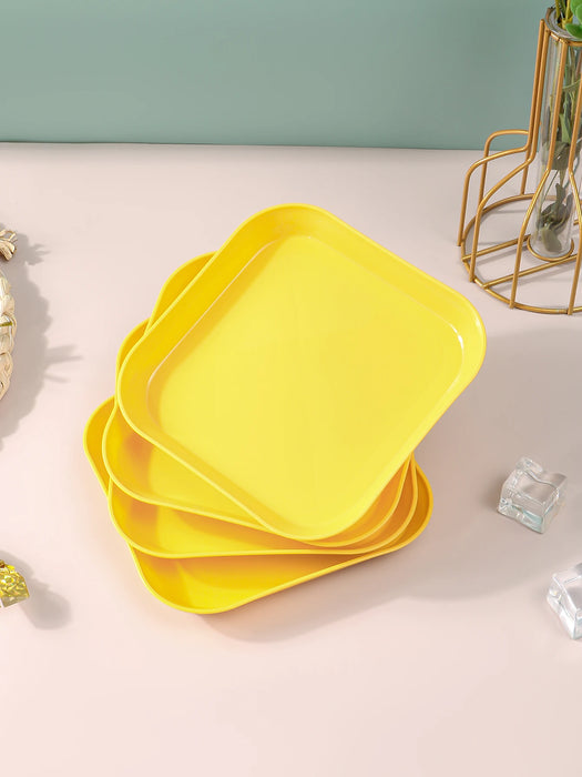 4 / 8 / 12 Piece Reusable Yellow Plastic Snack Plates Ideal For Home Restaurant Desserts & Fruits