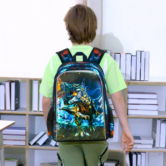 Water Resistant Dinosaur Backpack Set For Boys 16 Inch Inch