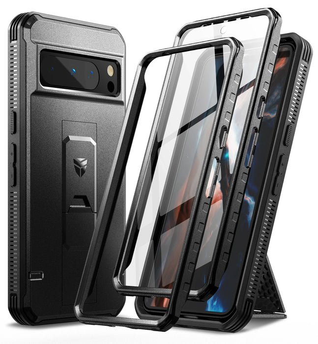 For Google Pixel 8 Pro 6.7"Heavy Duty Military Grade Protection Shockproof Rugged Case Holder Withbuilt-In Screen Protector