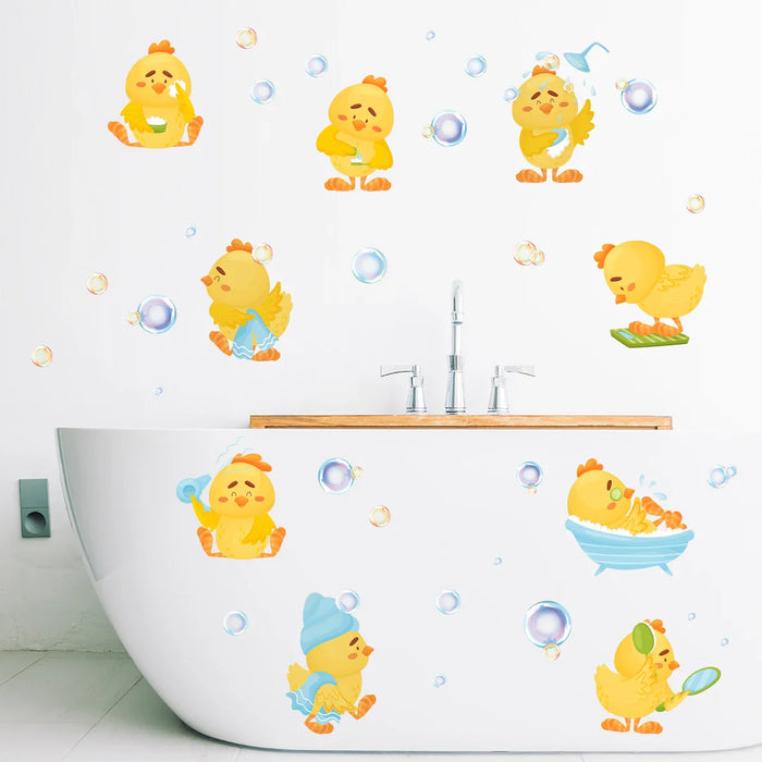 3 Piece Cute Duck Bath Bubble Wall Stickers For Kids Bathroom Decor