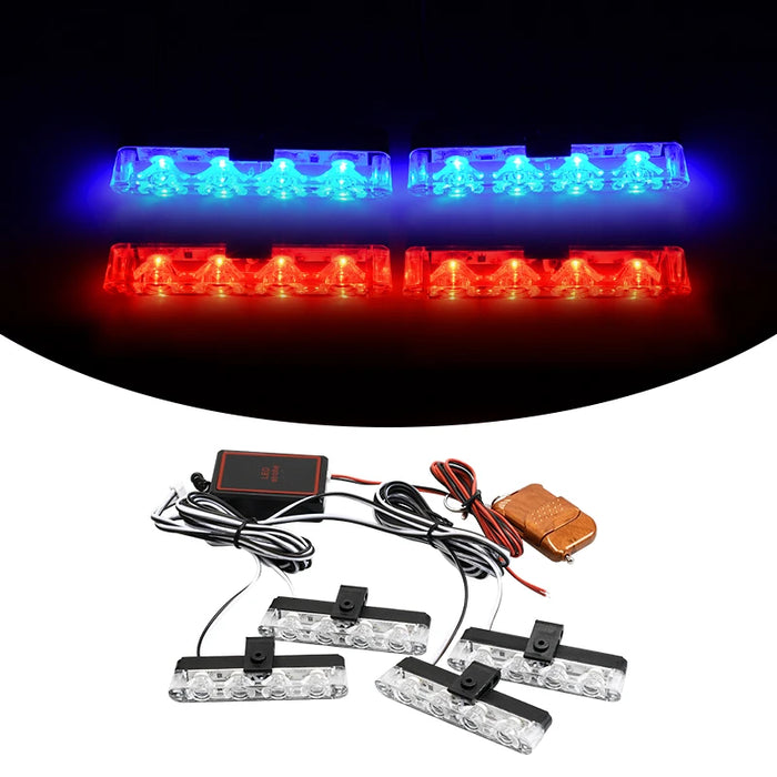 12V Car Led Grid Police Strobe Light Remote Control Emergency Flashing Beacon