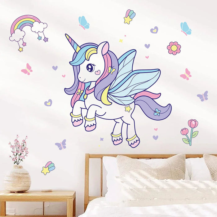 Colourful Unicorn Wall Decals For Kids Room Decor